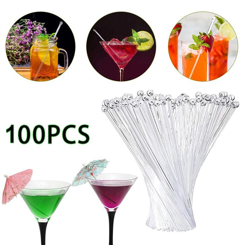 Muddler Cocktail Bar - 100 Adet Şeffaf Kokteyl İçecek Bar