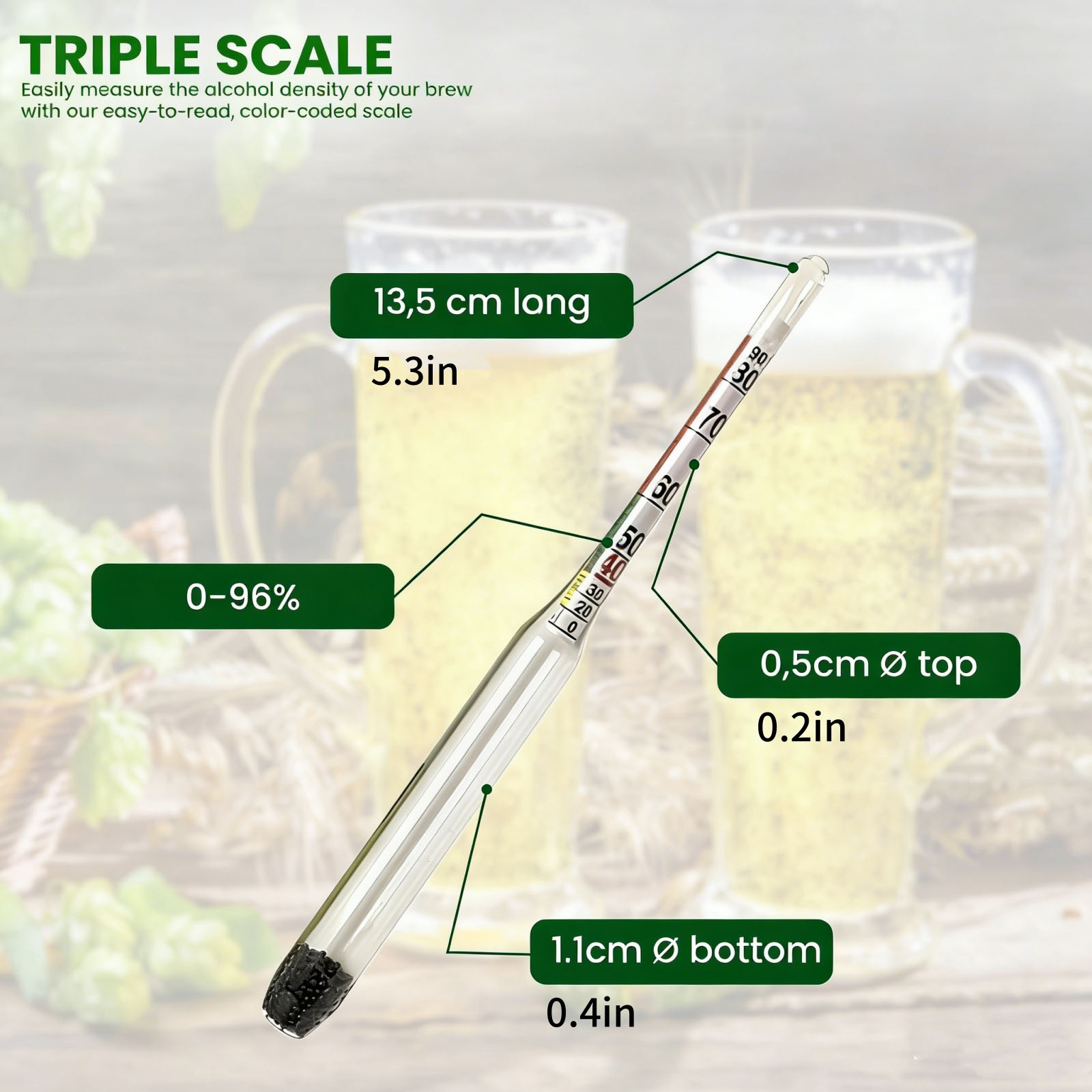 0-96% Cam Alkol Hidrometresi B - Wine Beer And Mead incelemesi ve fiyatı
